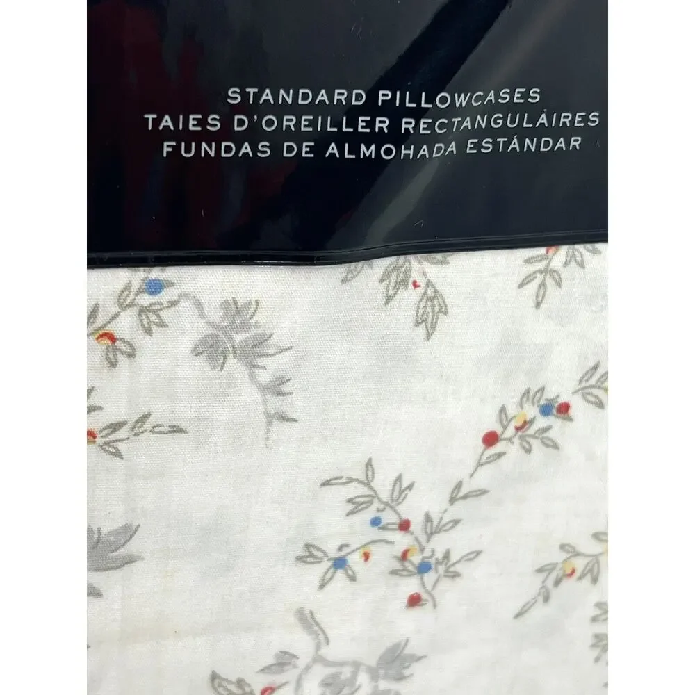 Ralph Lauren Carolyne Vine Standard Pillowcases Grey Pair Of 2 - 20” X 32”